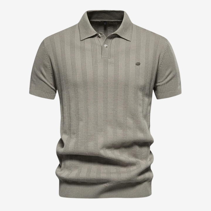 NOMU | Men's Textured Knit Polo Shirt – Slim Fit Smart Casual Short Sleeve Top