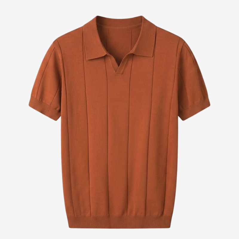 NOMU | Men's Knit Polo Shirt – Vertical Ribbed Casual Design