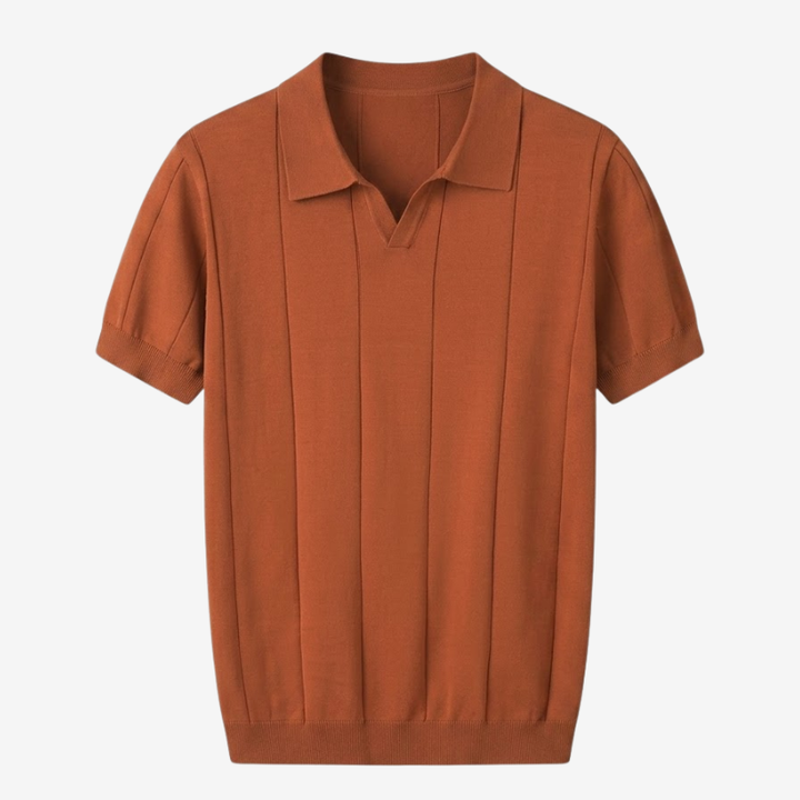 NOMU | Men's Knit Polo Shirt – Vertical Ribbed Casual Design