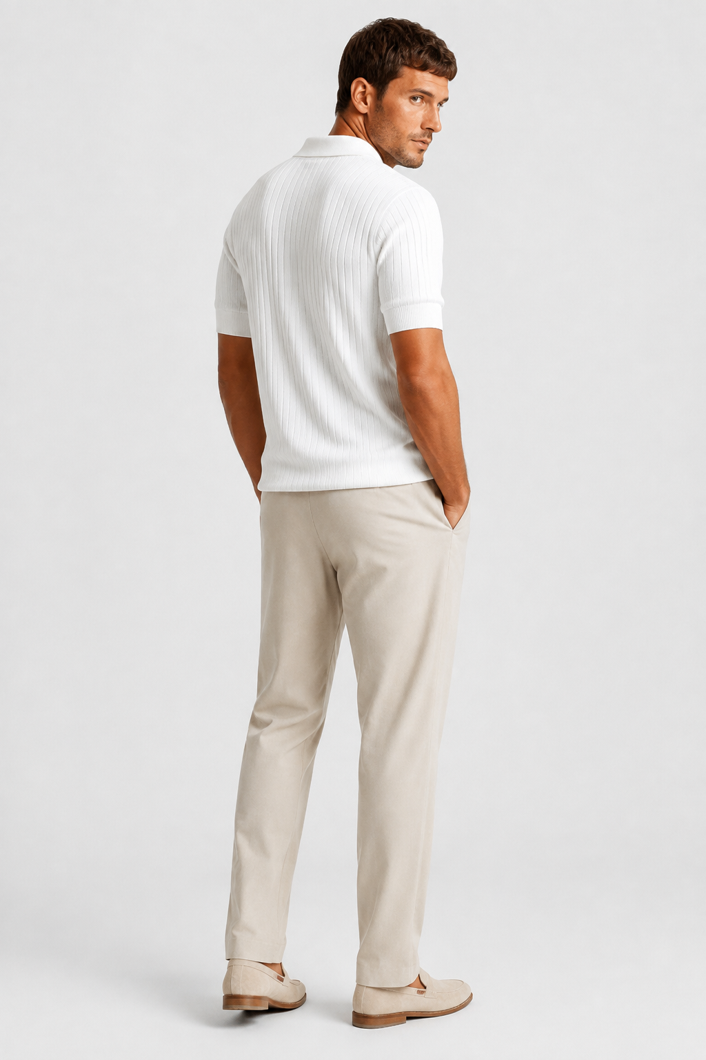 NOMU | Men’s Ribbed Knit Short Sleeve Polo Shirt