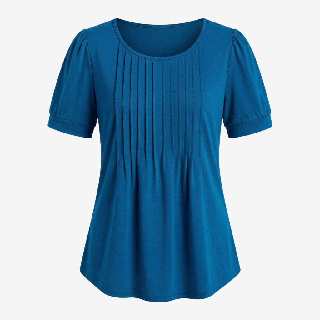 NOMU | Women’s Pleated Front Short Sleeve Blouse