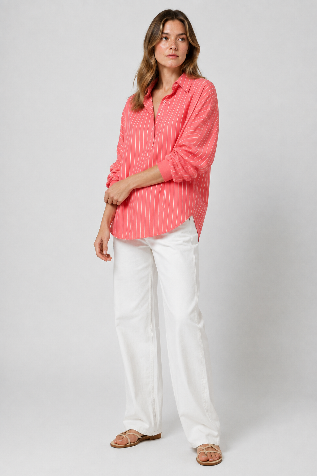 NOMU | Women’s Striped Long Sleeve Button Blouse