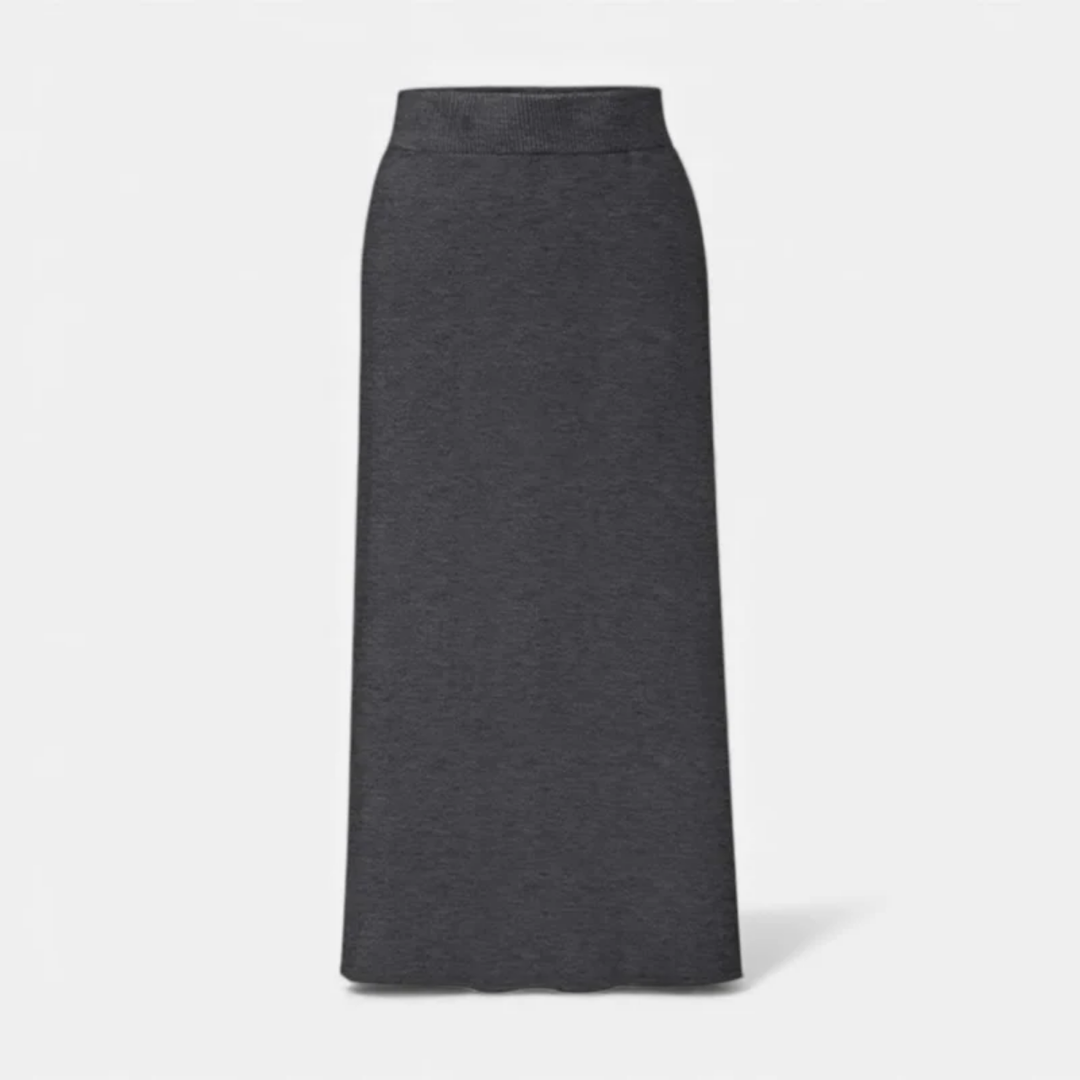 NOMU | Women's Knit A-Line Midi Skirt – Soft Minimalist Sweater Skirt