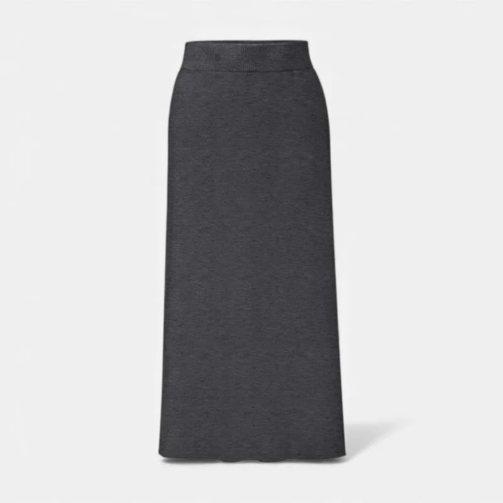 NOMU | Women's Knit A-Line Midi Skirt – Soft Minimalist Sweater Skirt