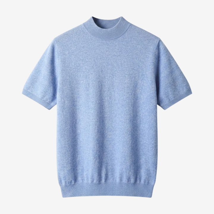 NOMU | Men's Knit Mock Neck Shirt – Minimalist Short Sleeve Design