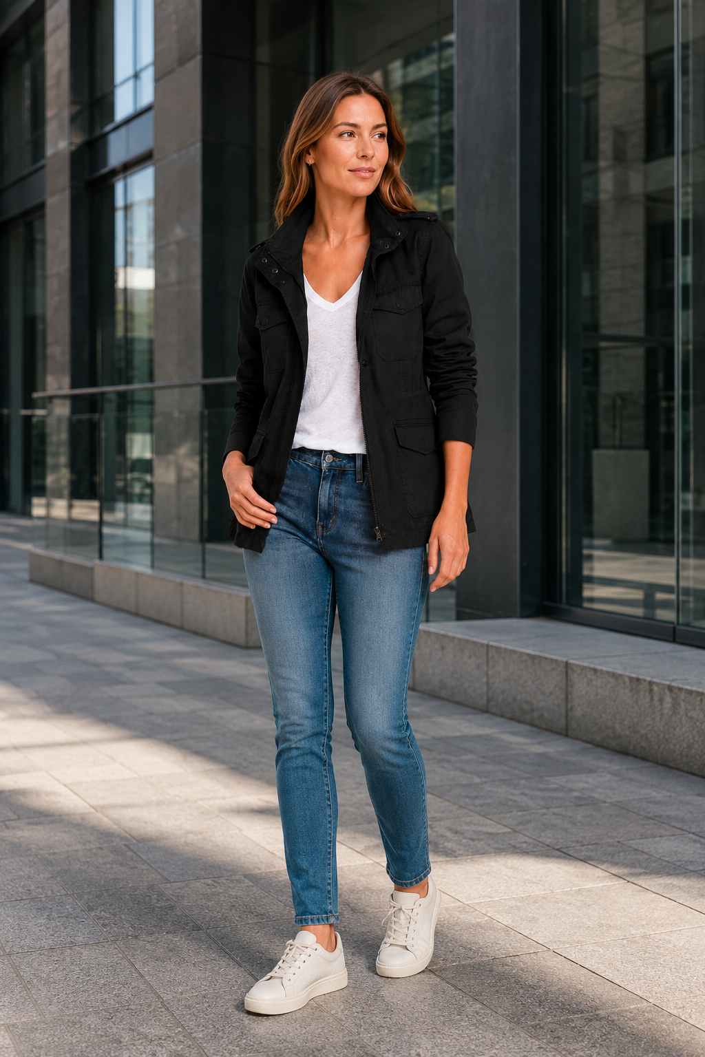NOMU | Women's Mid Season Coat – Utility Pocket Zip and Snap Button Design
