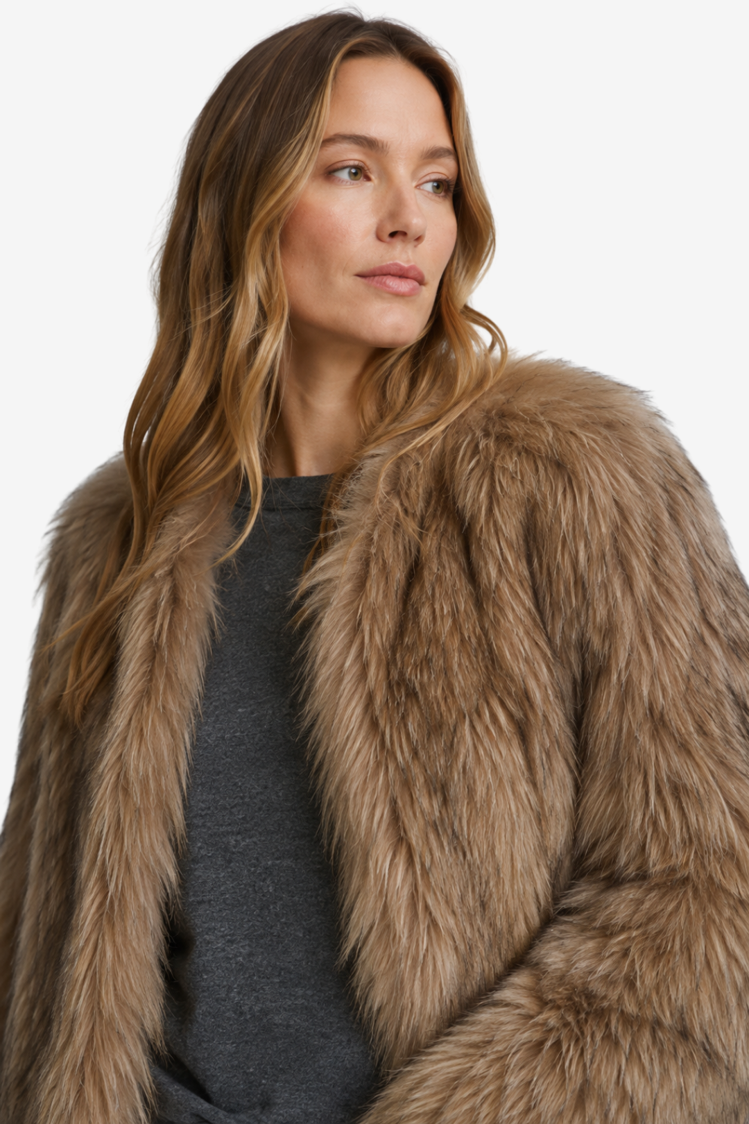 NOMU | Women's Faux Fur Jacket – Plush Texture Relaxed Winter Design