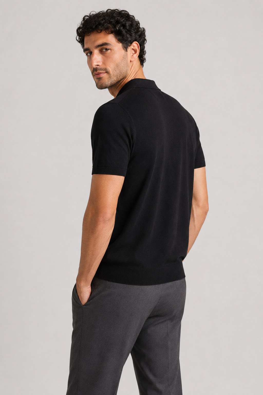 NOMU | Men's Minimalist Knit Polo Shirt – Smart Casual Short Sleeve Sweater Top