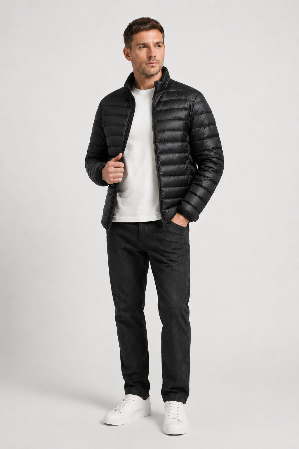 NOMU | Men's Lightweight Quilted Puffer Jacket – Minimalist Insulated Zip-Up Outerwear