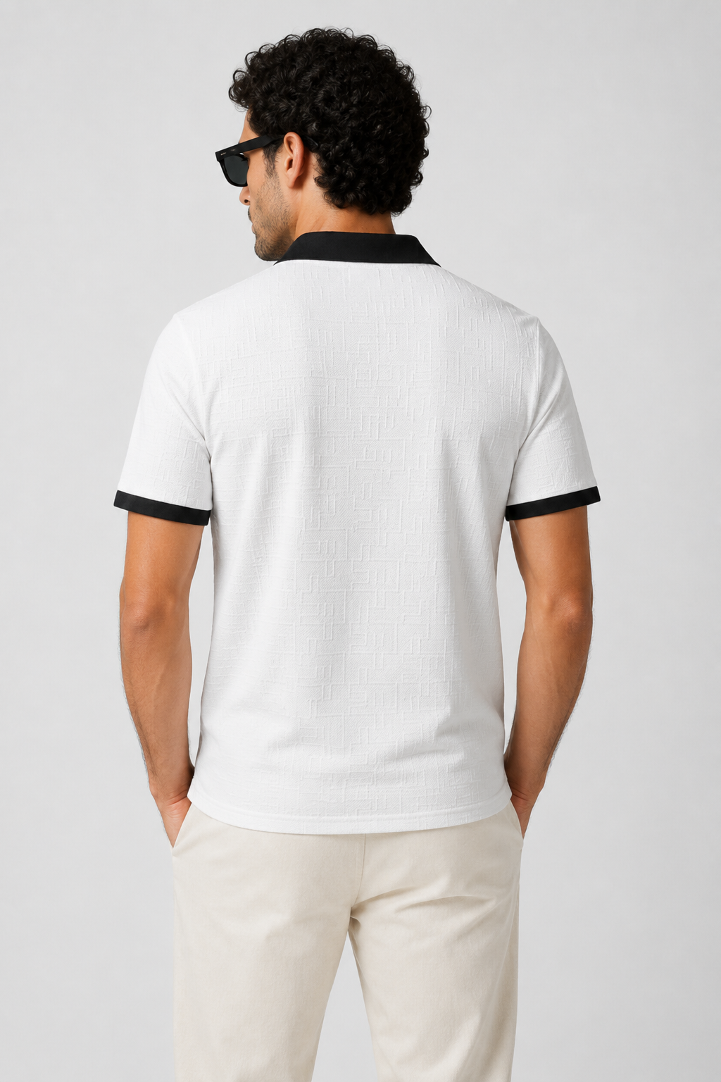 NOMU | Men's Textured Polo Shirt – Contrast Collar Casual Design