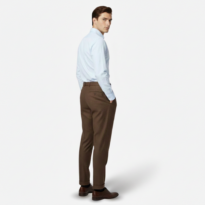NOMU | Men's Tailored Pleated Ankle Trousers – Modern Slim Fit Dress Pants