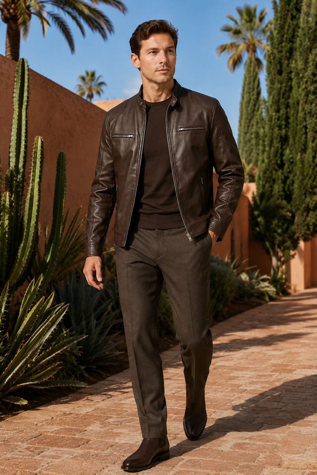 NOMU | Men's Classic Faux Leather Jacket – Minimalist Zip-Up Biker Outerwear