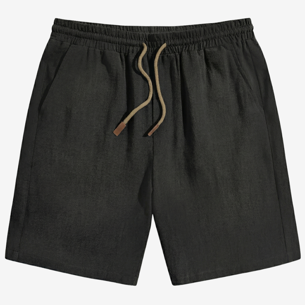 NOMU | Men's Linen Blend Shorts – Drawstring Elastic Waist Casual Design