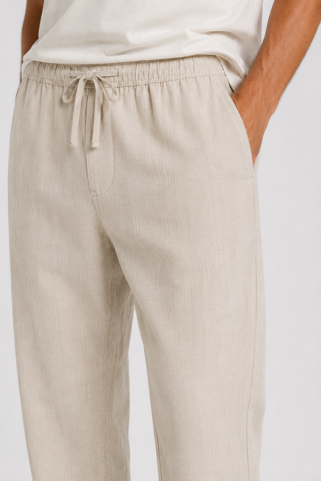 NOMU | Men's Linen Drawstring Pants – Relaxed Smart Casual Trousers