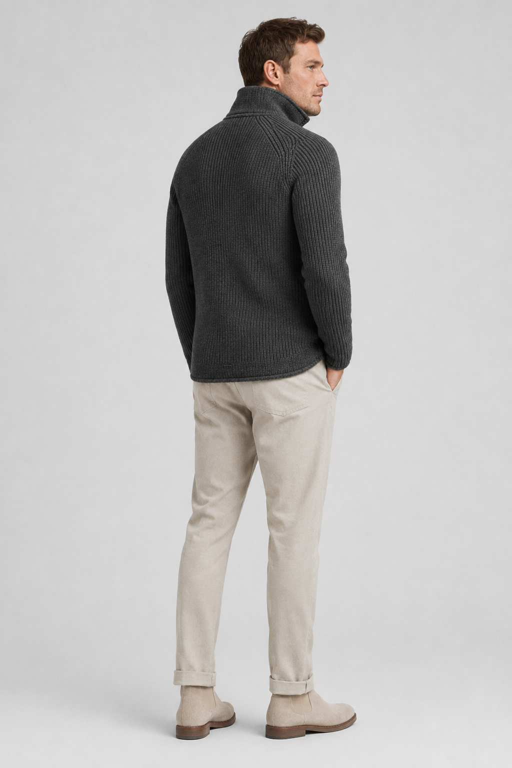 NOMU | Men's Textured Knit Blazer Cardigan – Smart Casual Button-Up Sweater Jacket