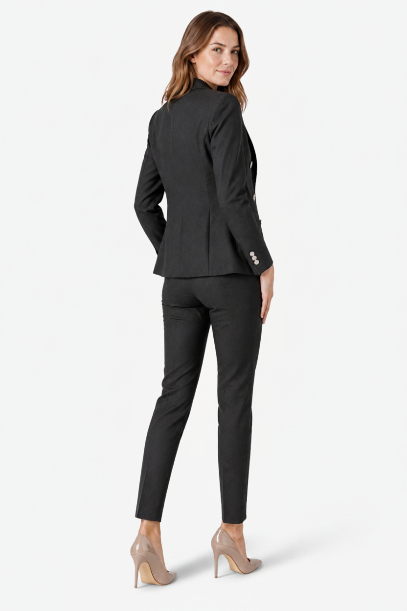 NOMU | Women's Two Piece Suit Set – Double-Breasted Blazer Tailored Trousers Design