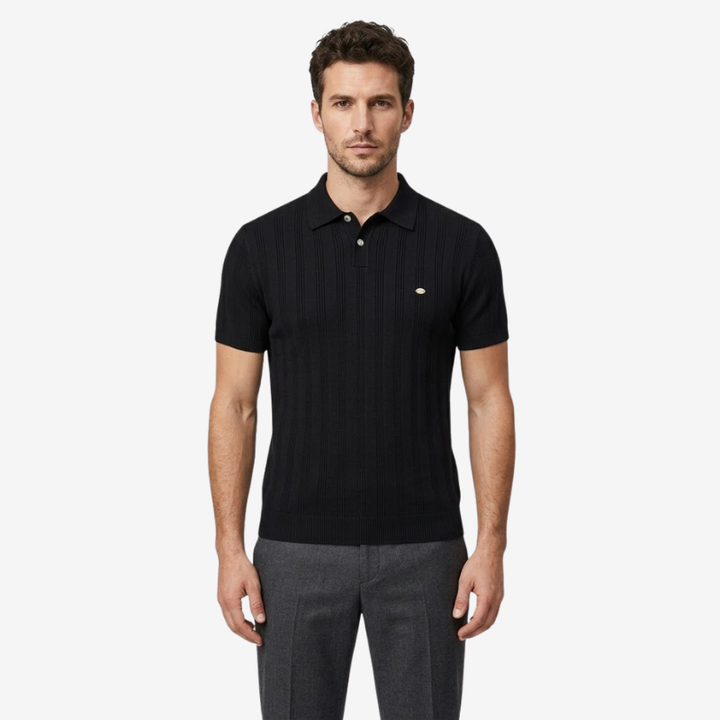 NOMU | Men's Textured Knit Polo Shirt – Slim Fit Smart Casual Short Sleeve Top