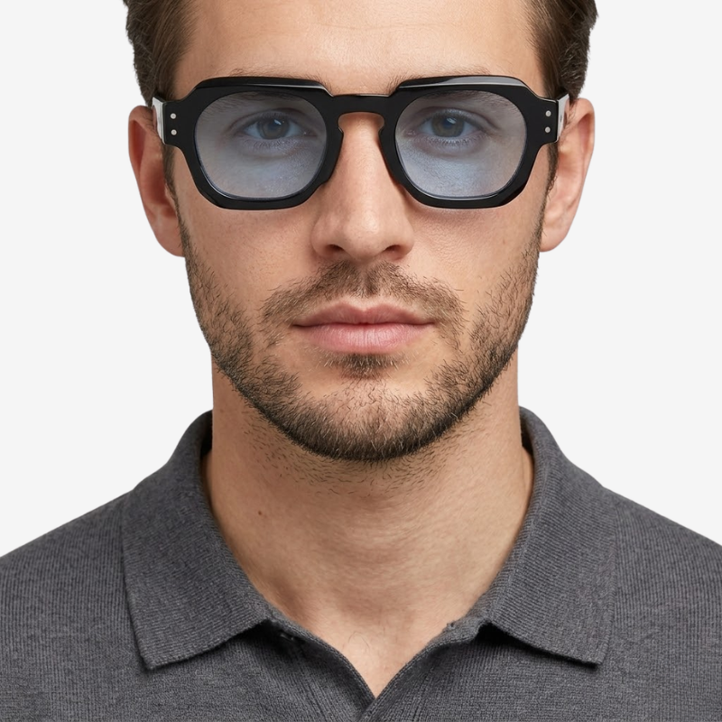 NOMU | Men's Retro Square Sunglasses – Thick Frame with Tinted Lenses