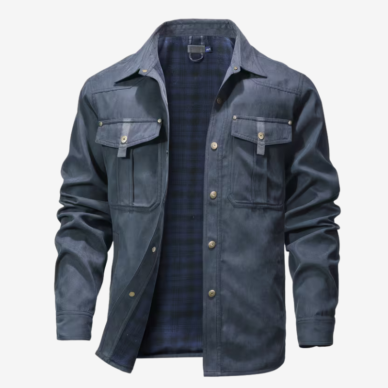 NOMU | Men's Utility Jacket Shirt – Button-Up Long Sleeve Casual Overshirt