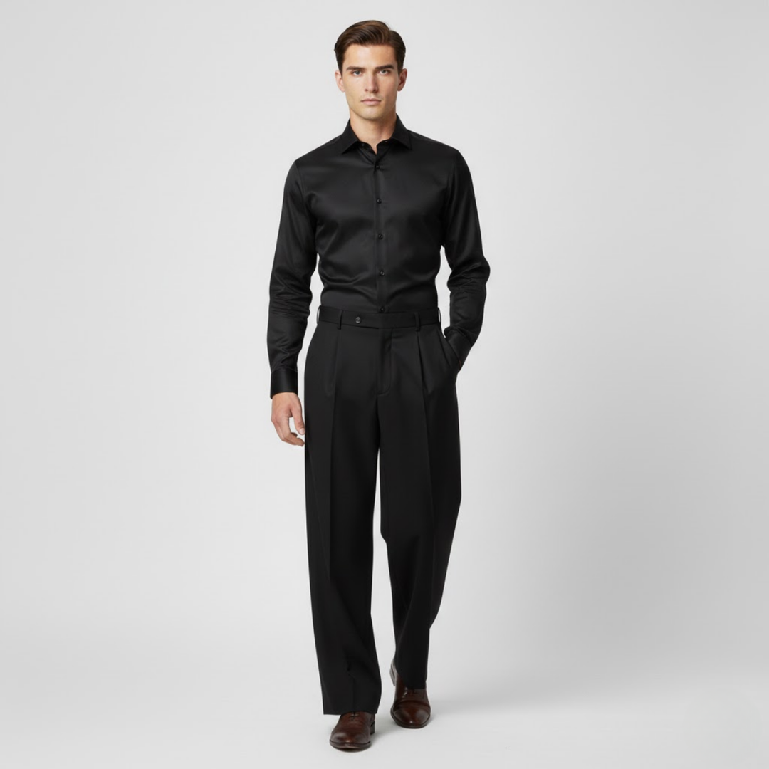 NOMU | Men's Pleated Dress Trousers – Tailored Relaxed Fit Formal Pants