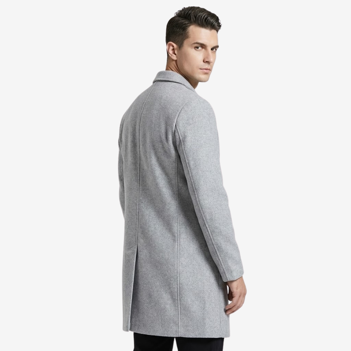 NOMU | Men's Classic Wool Blend Overcoat – Tailored Single-Breasted Coat