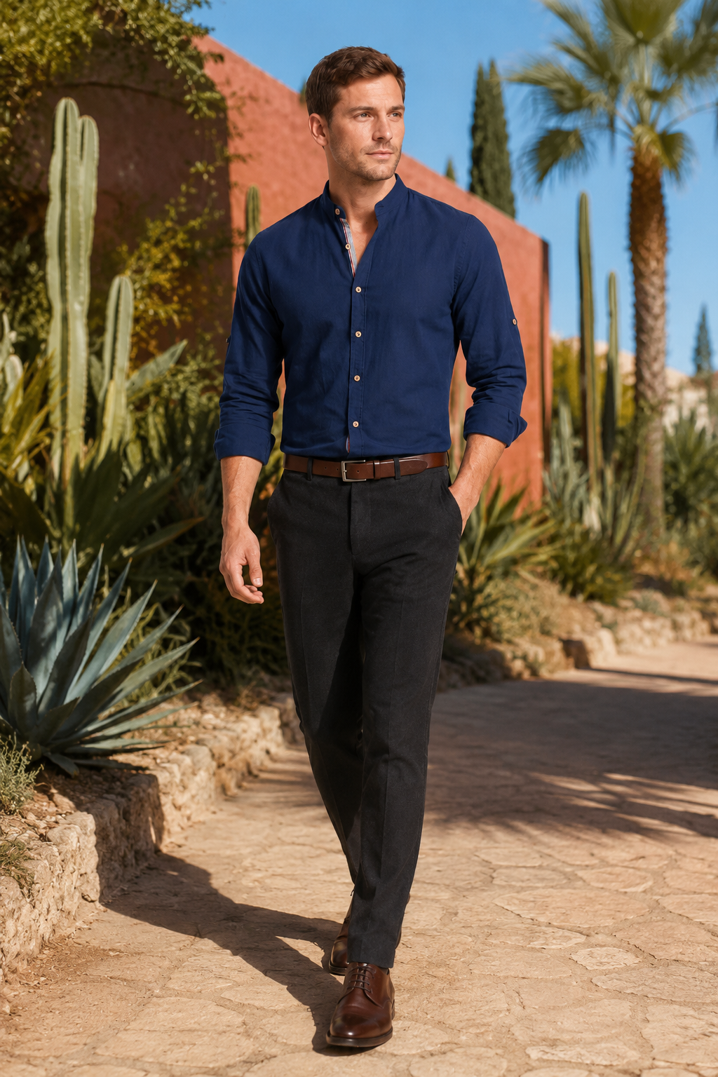 NOMU | Men’s Casual Mandarin Collar Shirt