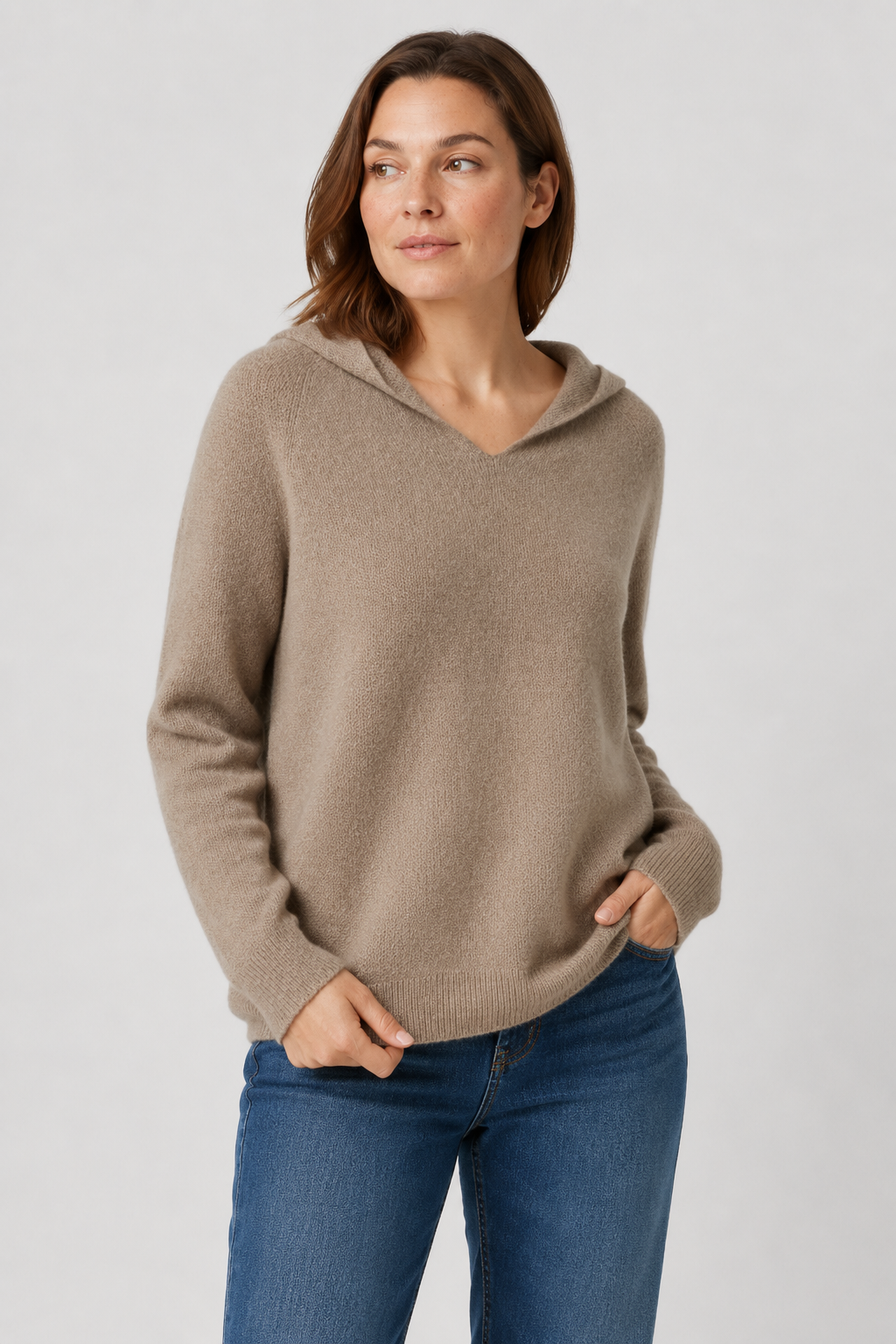 NOMU | Women's Hooded Knit Sweater – Soft Relaxed Pullover Hoodie