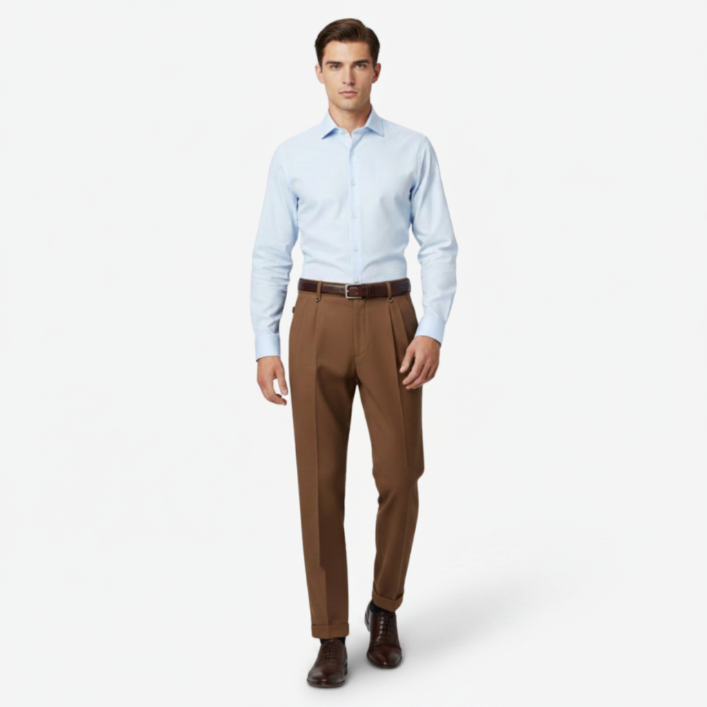 NOMU | Men's Pleated Tapered Dress Trousers – Classic Tailored Formal Pants