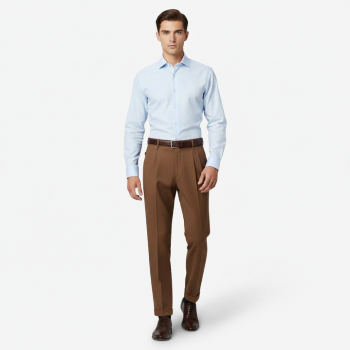 NOMU | Men's Pleated Tapered Dress Trousers – Classic Tailored Formal Pants