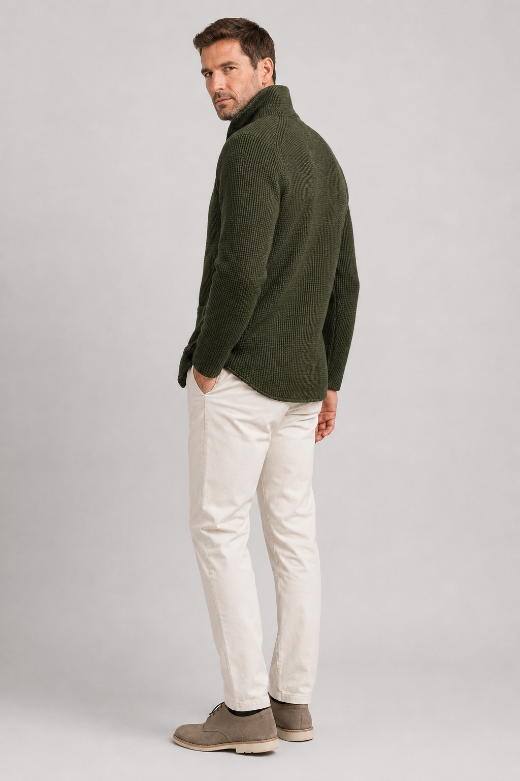 NOMU | Men's Textured Knit Blazer Cardigan – Smart Casual Button-Up Sweater Jacket