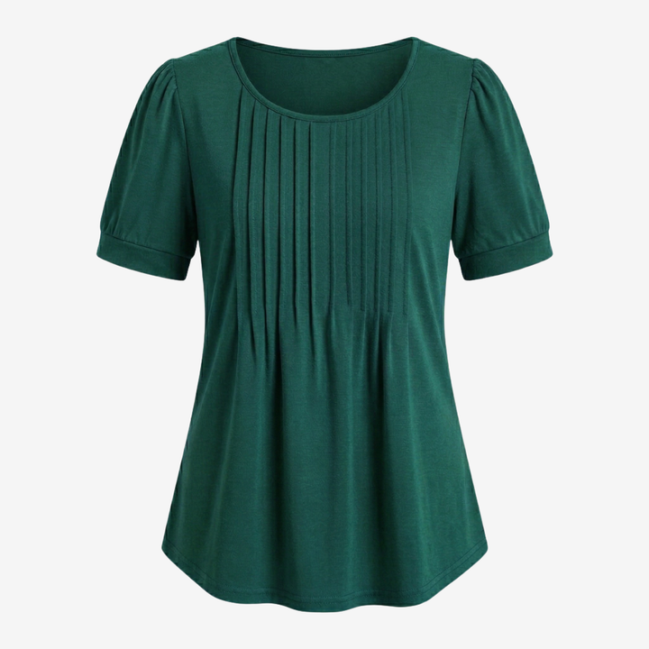 NOMU | Women’s Pleated Front Short Sleeve Blouse