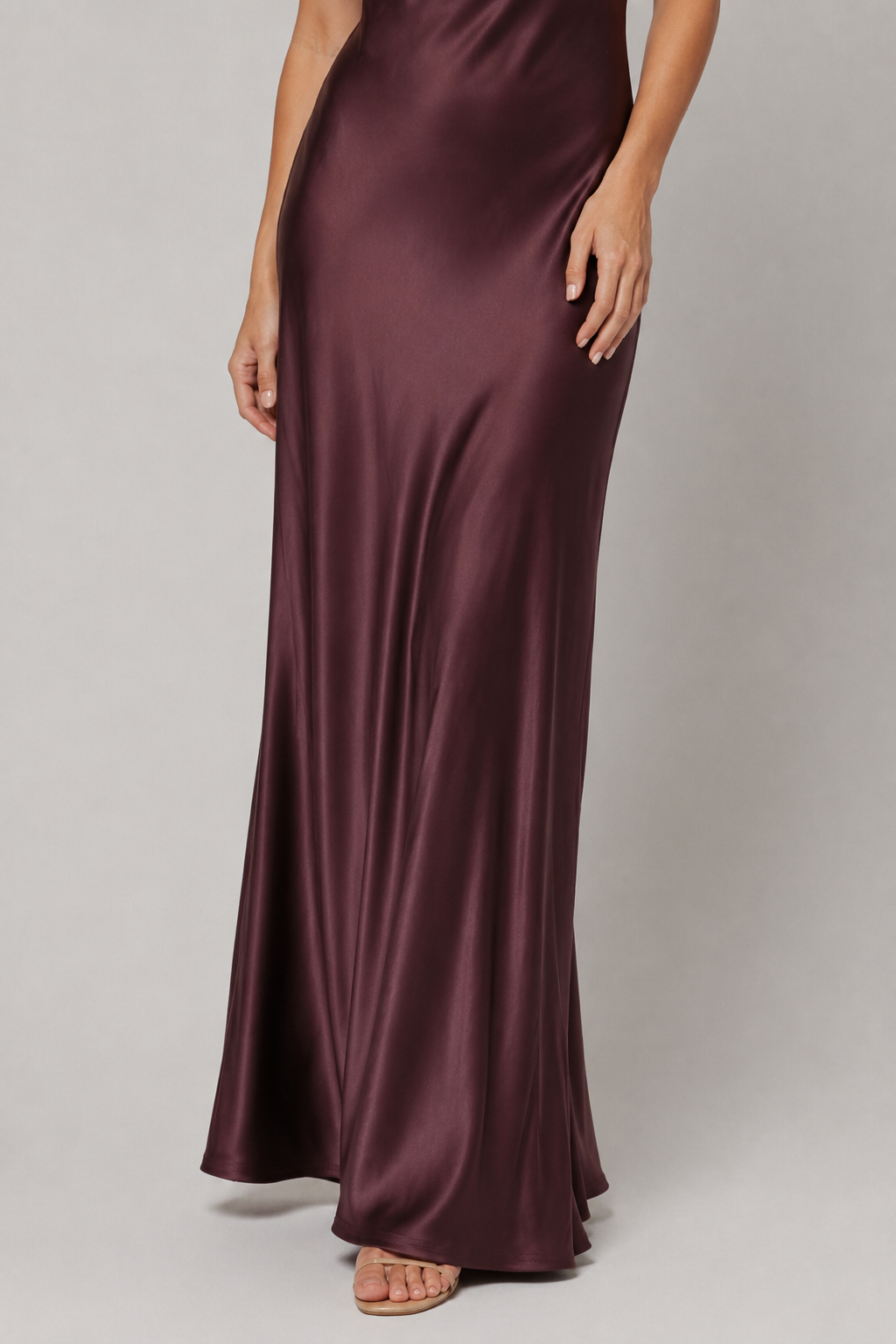 NOMU | Women's Satin Halter Maxi Dress – Elegant Sleeveless Evening Gown
