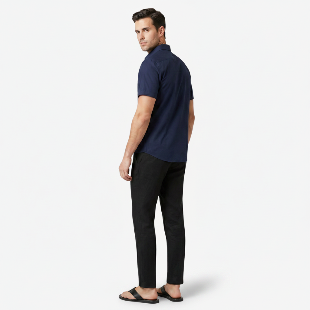 NOMU | Men's Leather Flip Flops – Cross-Over Strap Minimalist Design