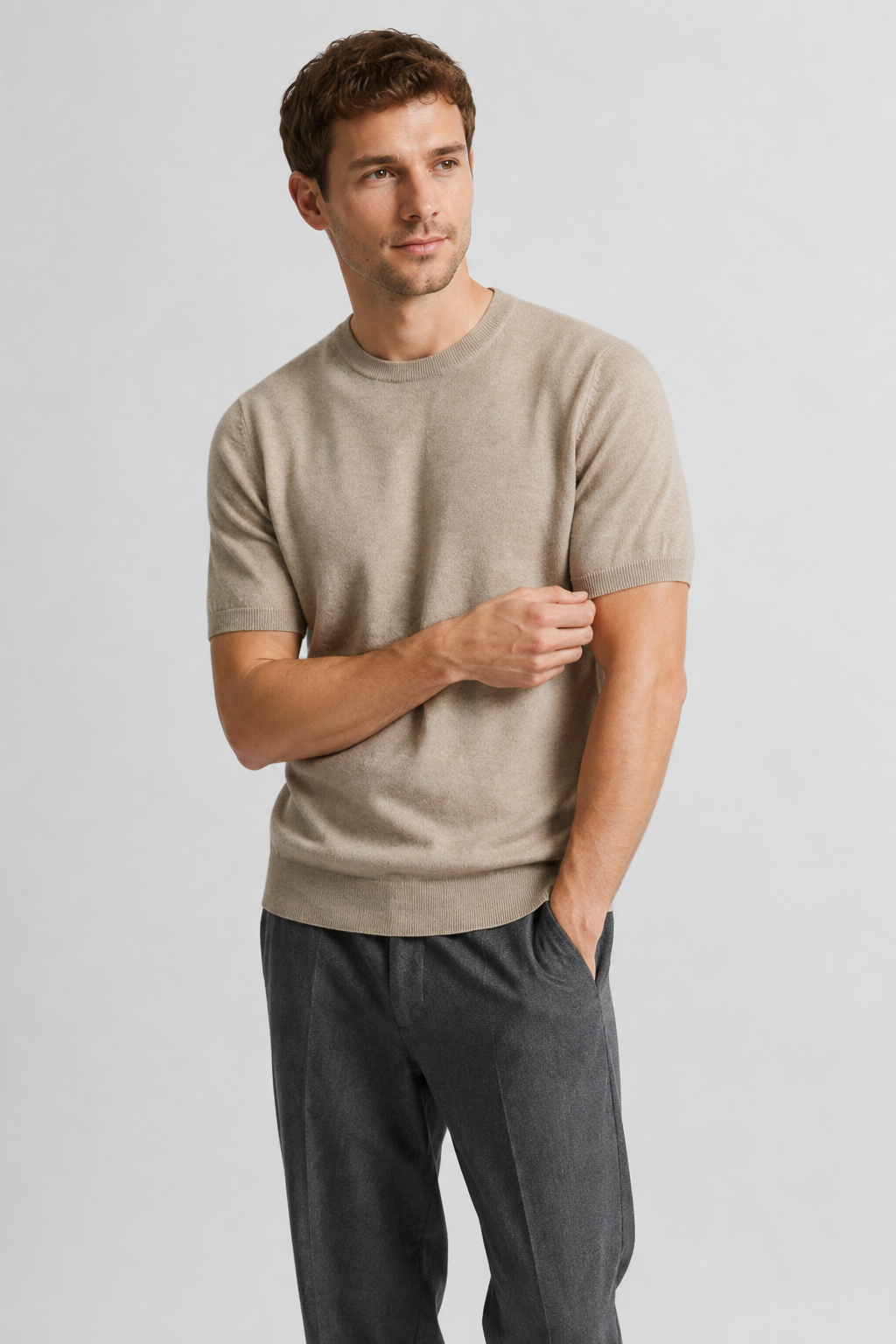 NOMU | Men's Fine Knit Crew Neck Sweater Tee – Minimalist Soft-Touch Top