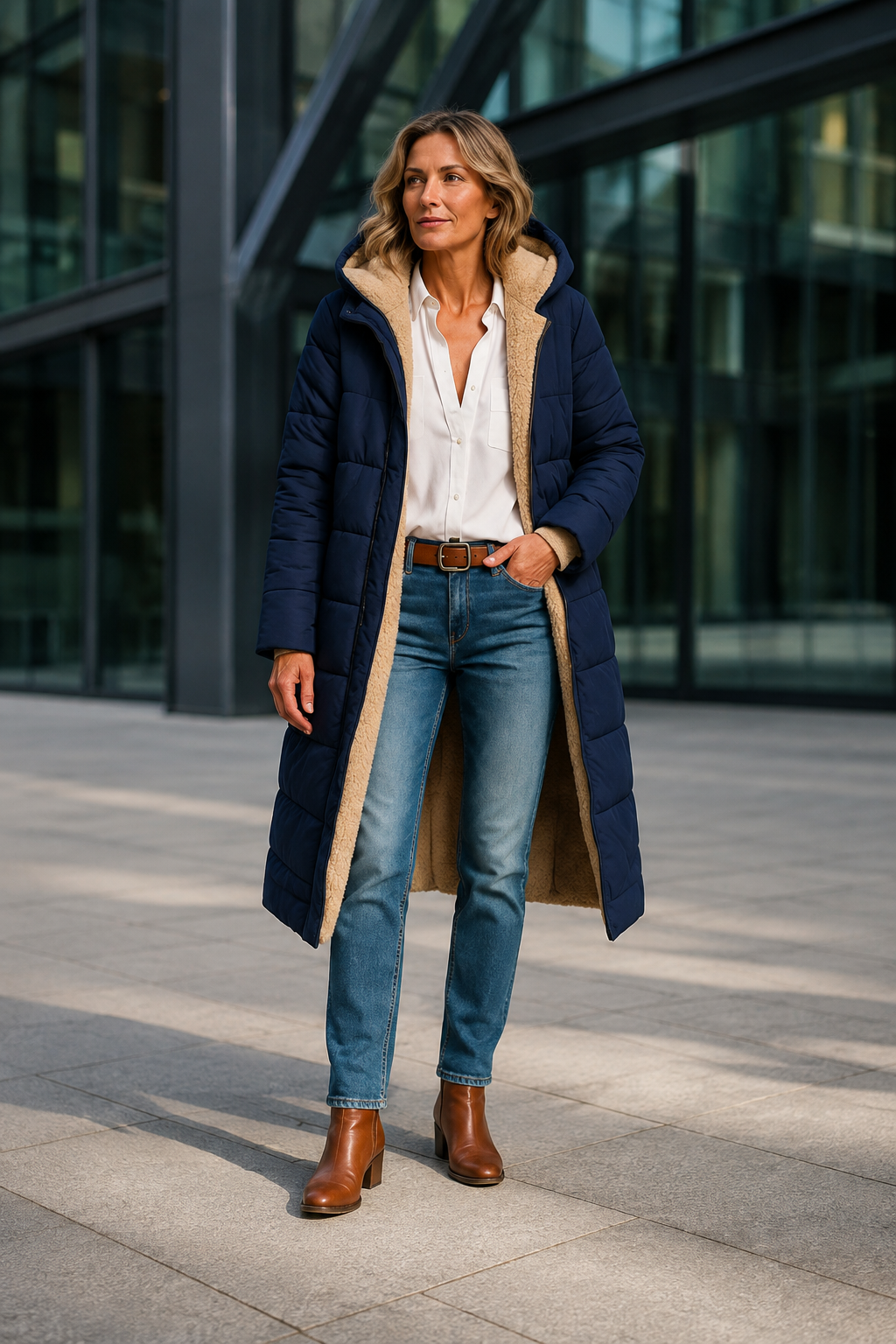 NOMU | Women's Long Winter Coat – Modern-Cut Quilted Hooded Design