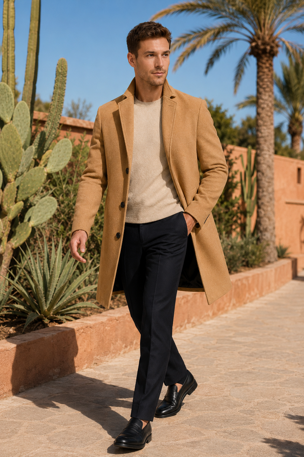 NOMU | Men's Classic Wool Blend Overcoat – Tailored Single-Breasted Coat