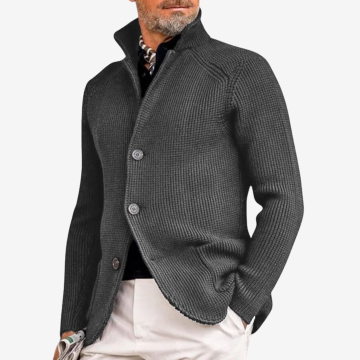 NOMU | Men's Knit Button Cardigan – Textured Smart Casual Sweater Jacket