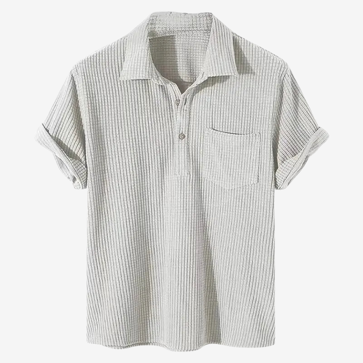 NOMU | Men's Ribbed Polo Shirt – Textured Short Sleeve Casual Fit