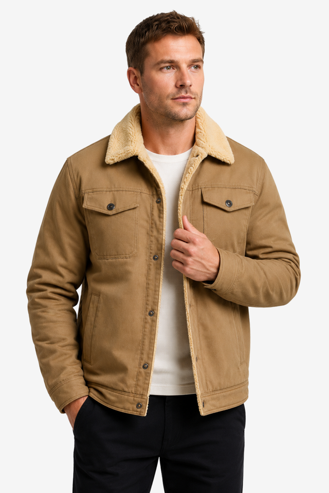 NOMU | Men's Vintage Jacket – Sherpa Lined Button Front Utility Design