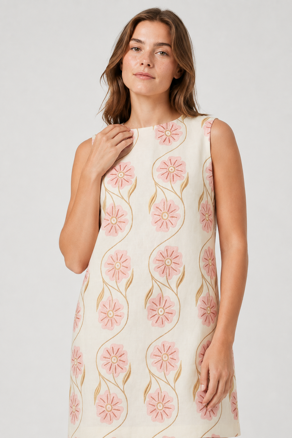 NOMU | Women's Printed Mini Dress – Sleeveless Crew Neck Shift Design