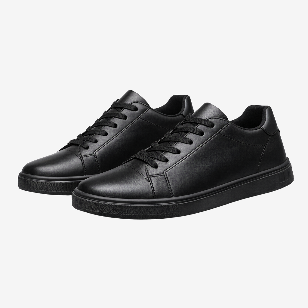 NOMU | Men's Minimalist White Low-Top Sneakers – Classic Everyday Lace-Up Shoes