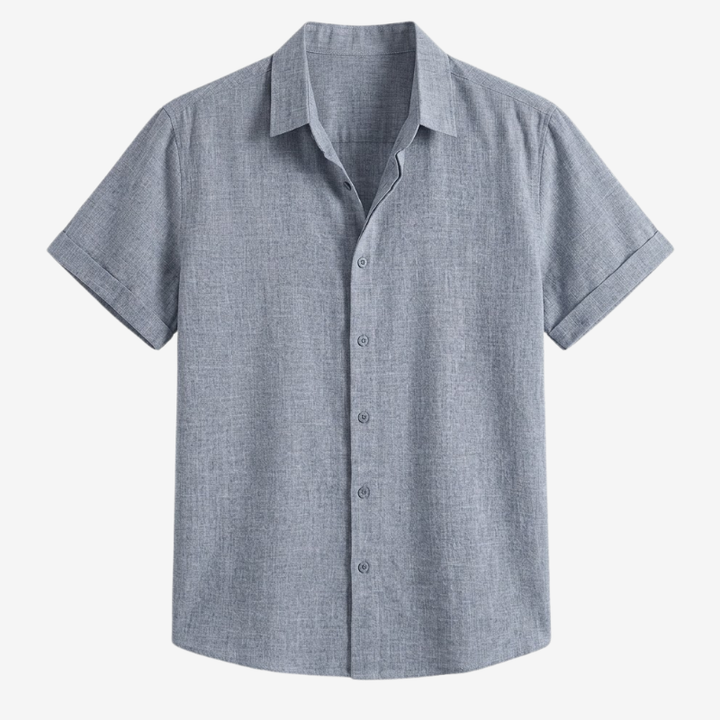 NOMU | Men's Linen Blend Shirt – Short Sleeve Casual Button Design