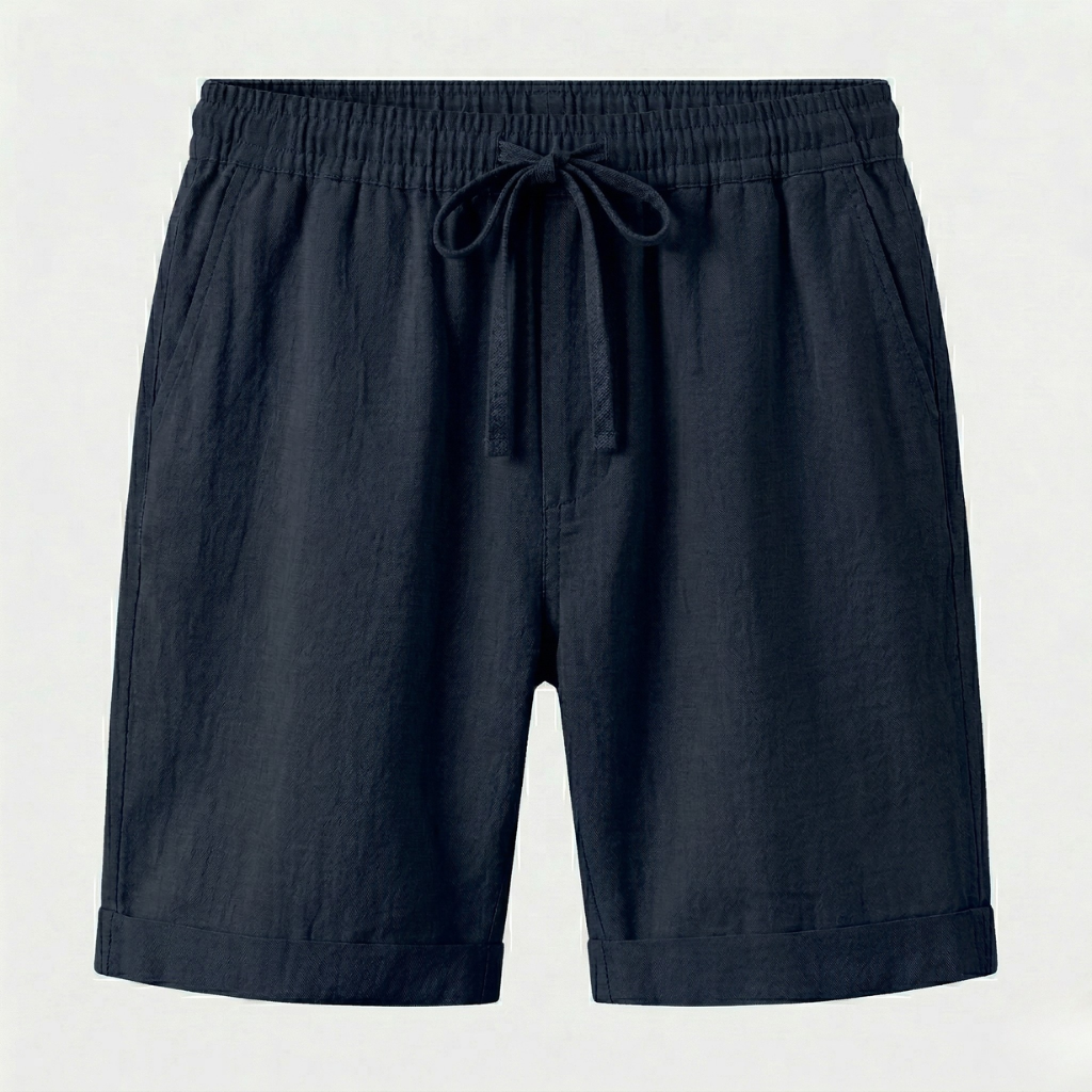 NOMU | Men's Linen Blend Drawstring Shorts – Casual Relaxed Summer Shorts