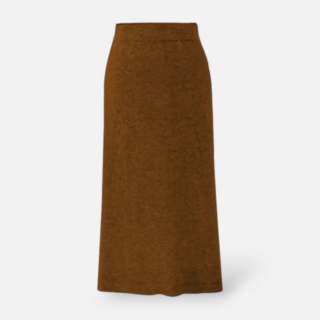 NOMU | Women's Knit A-Line Midi Skirt – Soft Minimalist Sweater Skirt