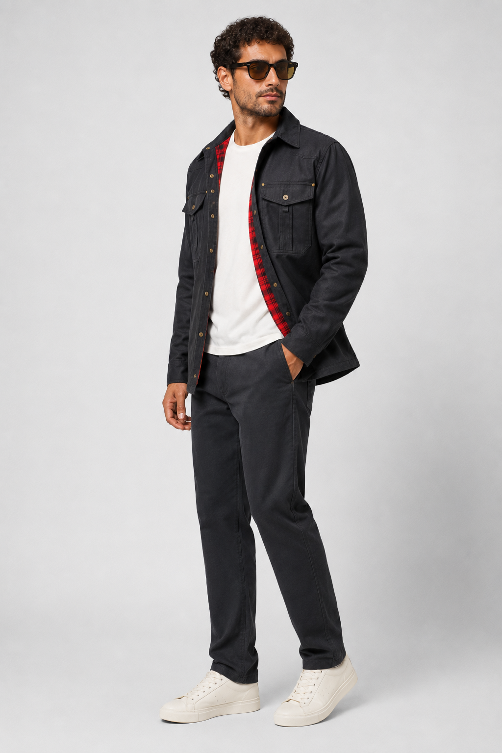 NOMU | Men's Utility Jacket Shirt – Button-Up Long Sleeve Casual Overshirt
