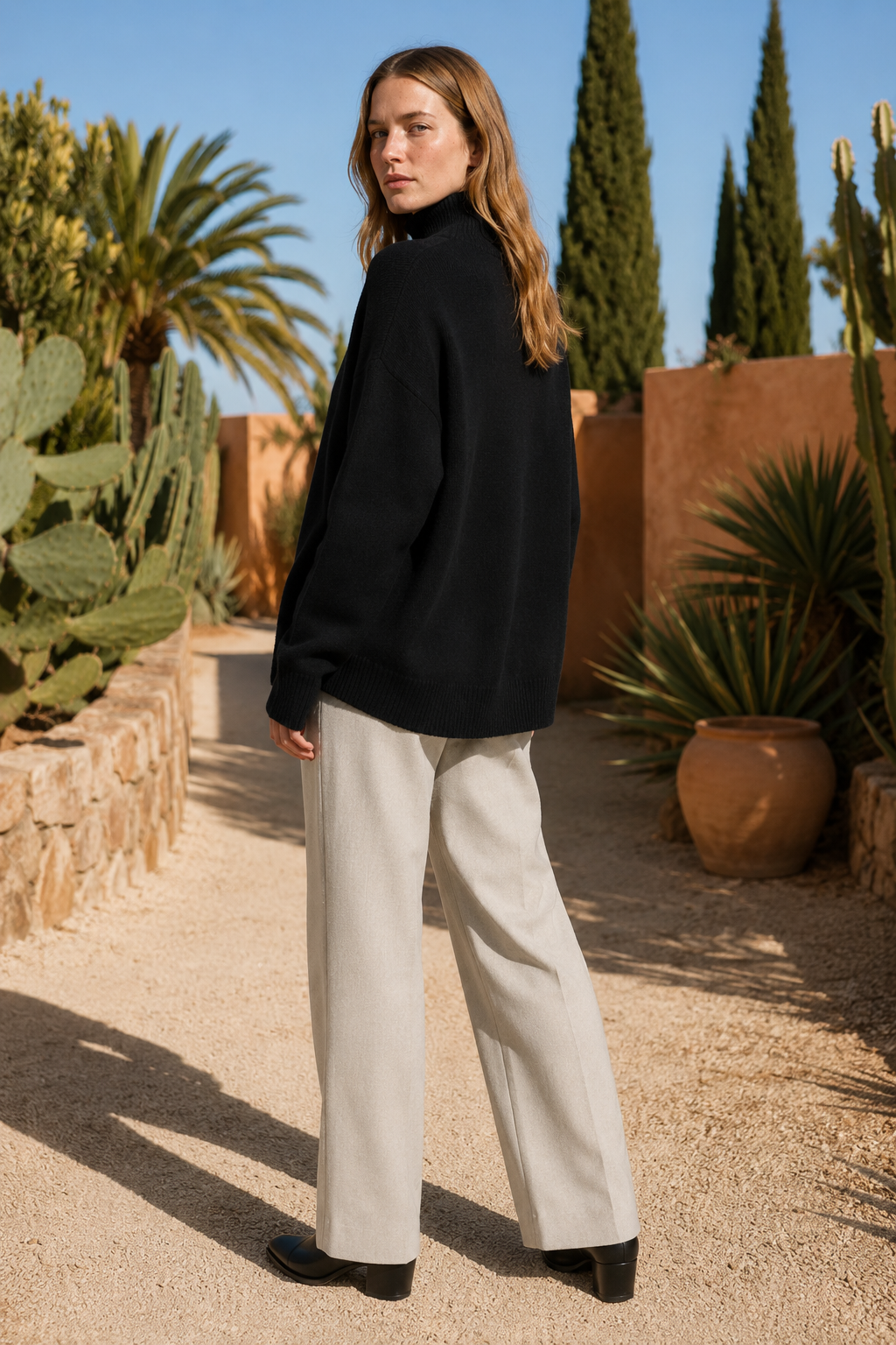 NOMU | Women's Oversized Turtleneck Sweater – Soft Relaxed Knit Pullover