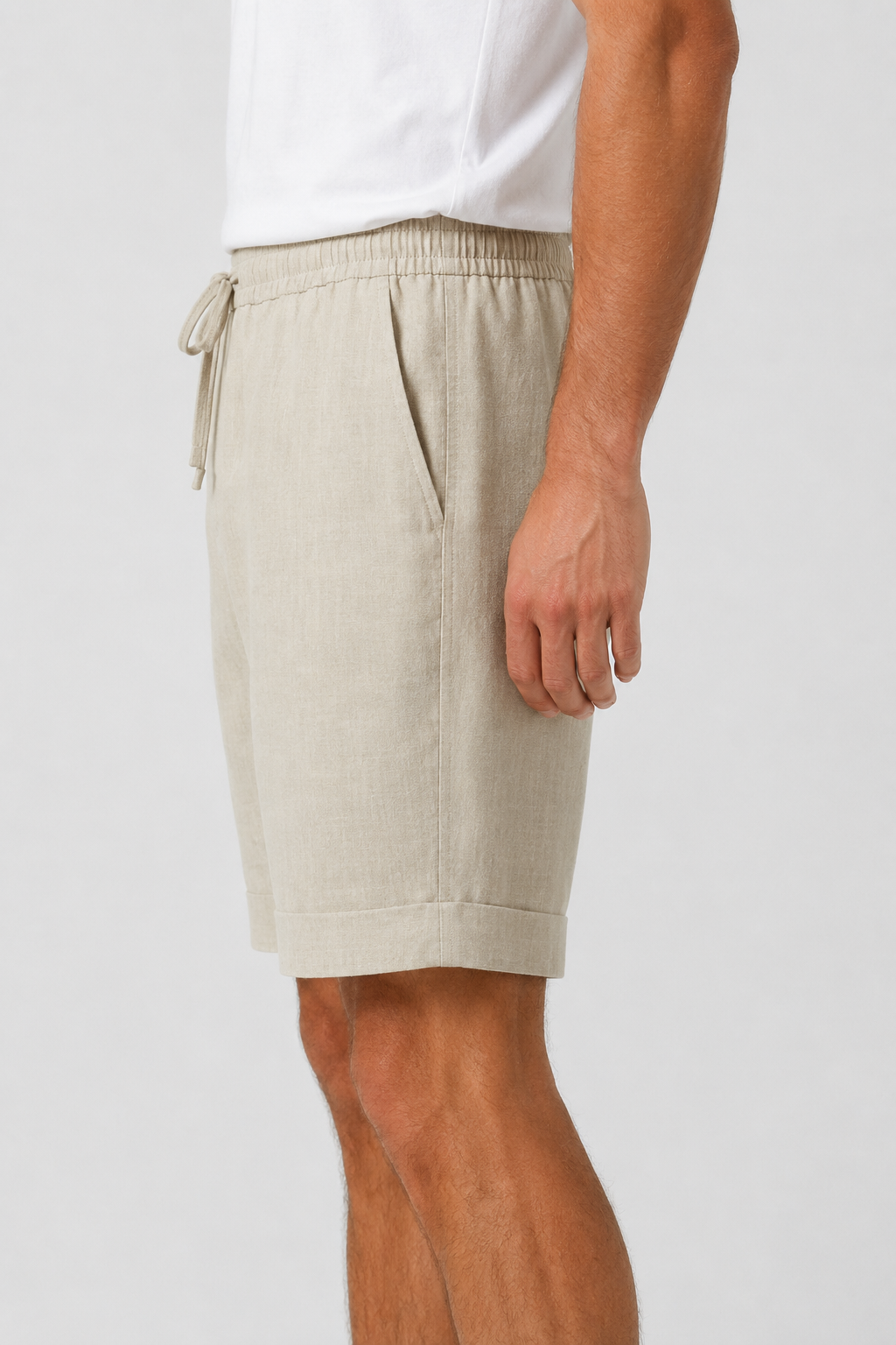 NOMU | Men's Linen Blend Drawstring Shorts – Casual Relaxed Summer Shorts