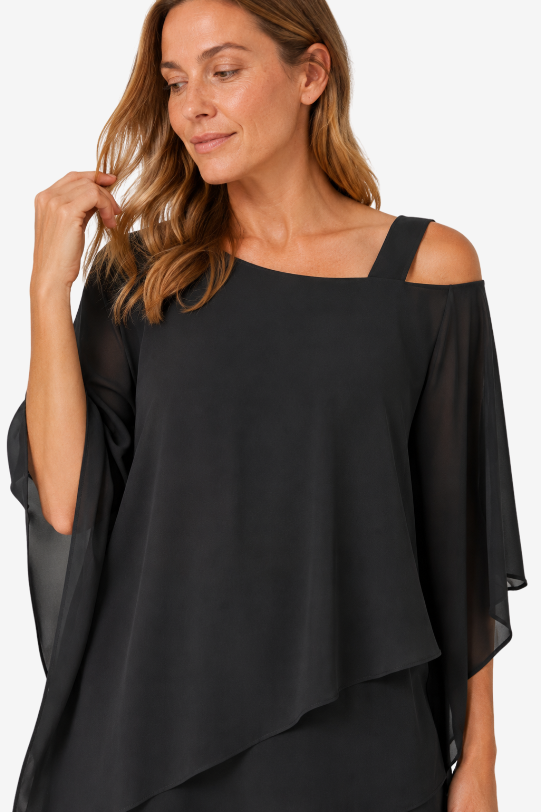 NOMU | Women's Two Piece Set – Asymmetric Layered Top Wide Leg Trousers Design