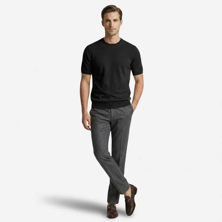 NOMU | Men's Fine Knit Crew Neck Sweater Tee – Minimalist Soft-Touch Top