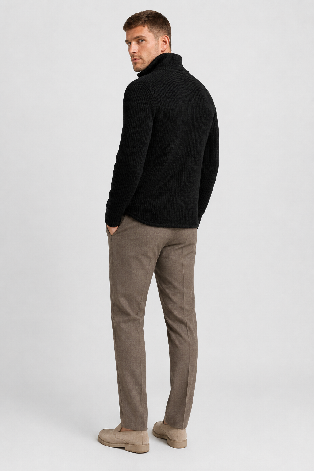NOMU | Men's Textured Knit Blazer Cardigan – Smart Casual Button-Up Sweater Jacket